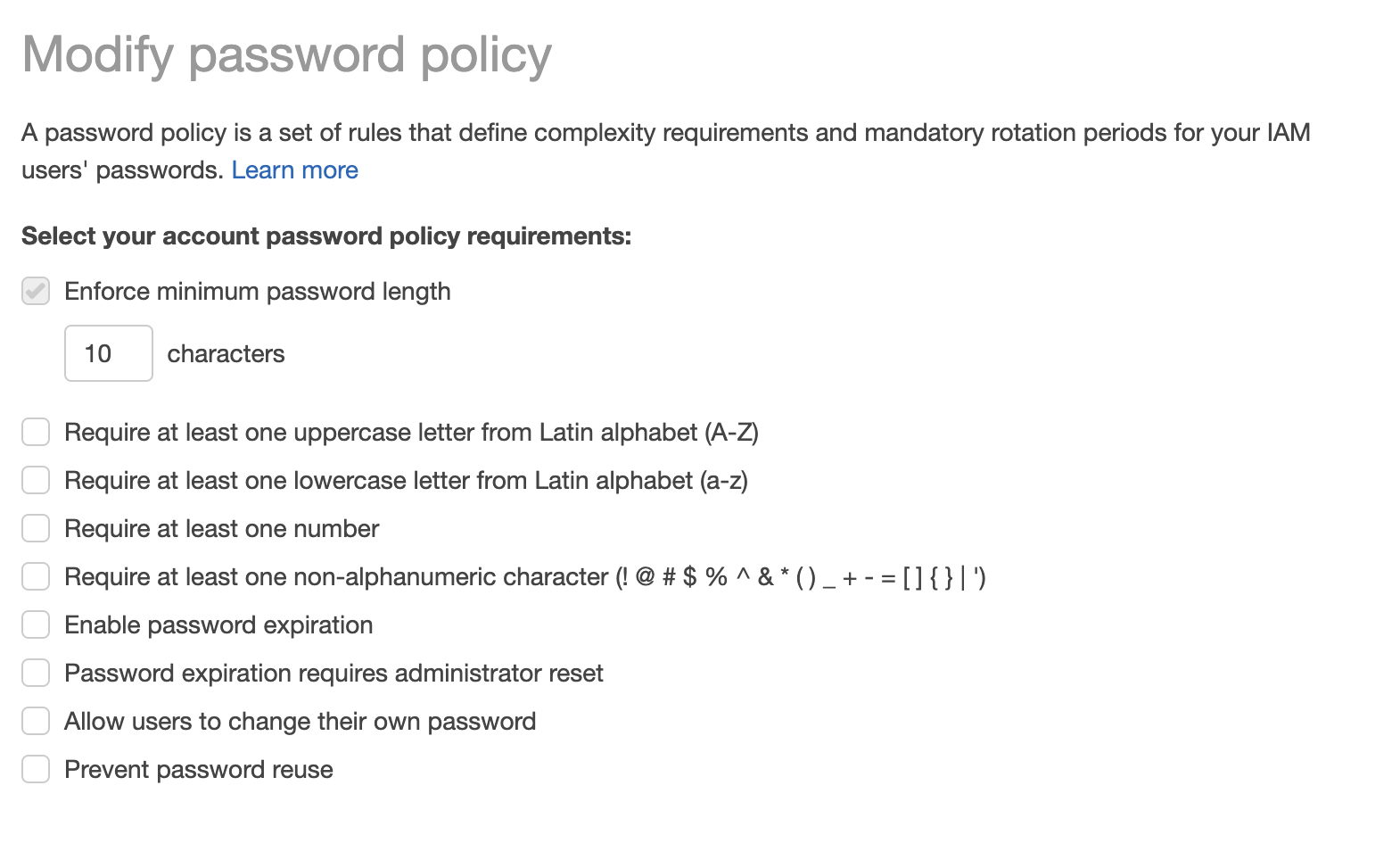 Modify Password Policy