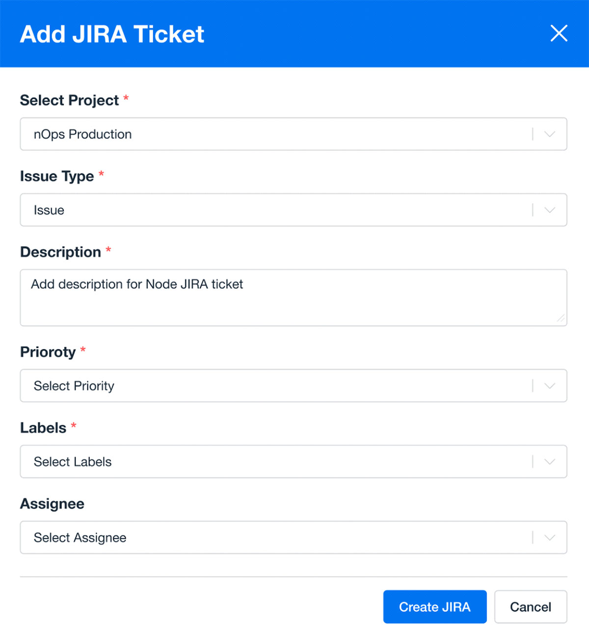 JIRA ticket for recommendation