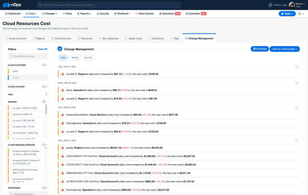 nOps Change Management Dashboard