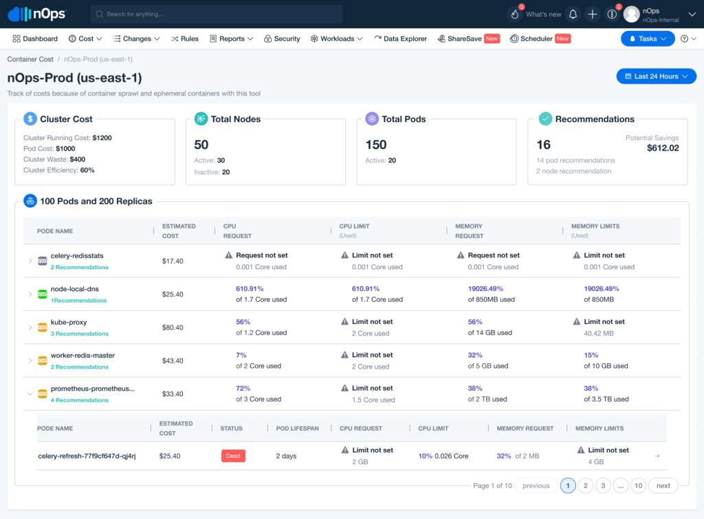 nOps Cluster Cost