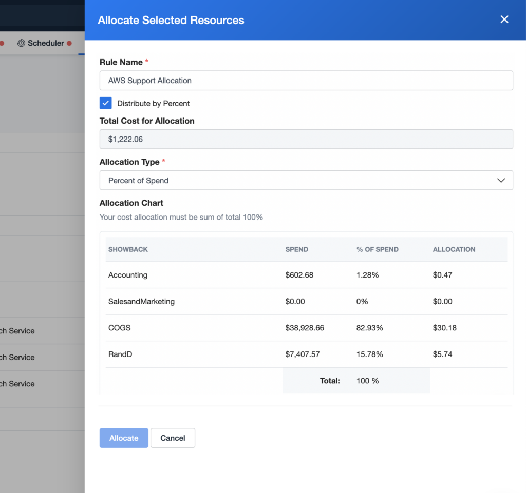 Distribute Shared costs across