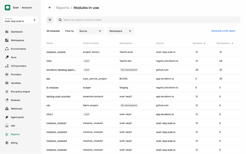 scalr dashboard