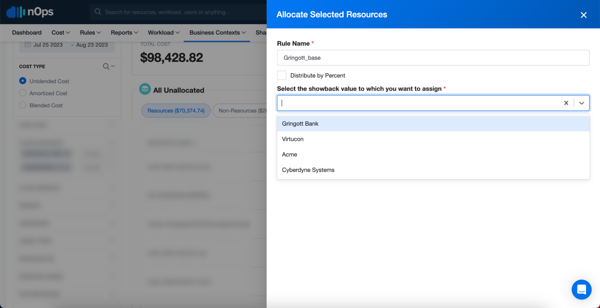 allocate selected resources