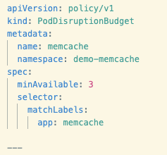 Code Snippet of PodDisruptionBudget API