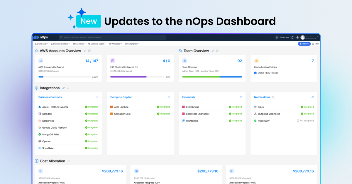 Updates to the nOps Dashboard