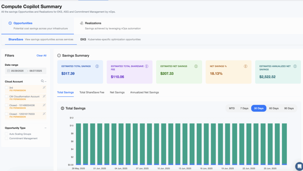 Screenshot of Compute Copilot Summary Page